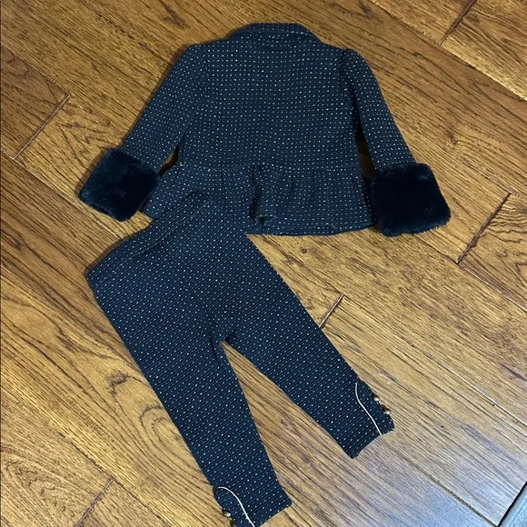 Black and Gold Polka Dot Blazer and Pants Set - Picture 2 of 3